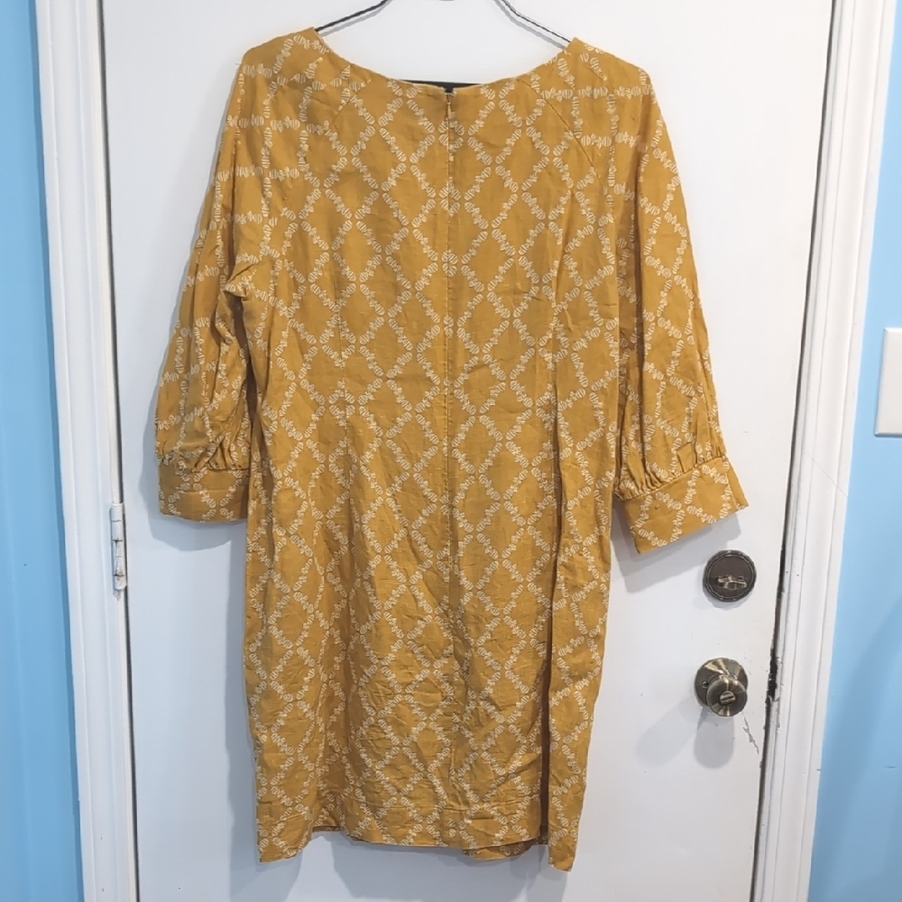 Boden Kate 100% Linen Yellow Pineapple Dress Size 14 - Picture 6 of 7